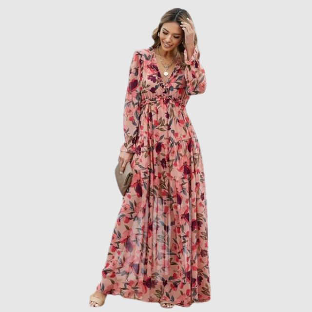 Chiffon-Maxikleid mit Blumenprint