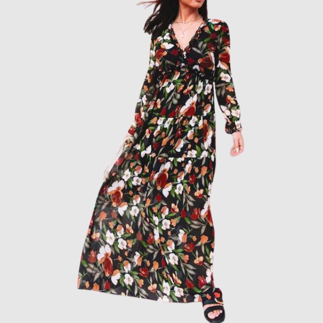 Chiffon-Maxikleid mit Blumenprint