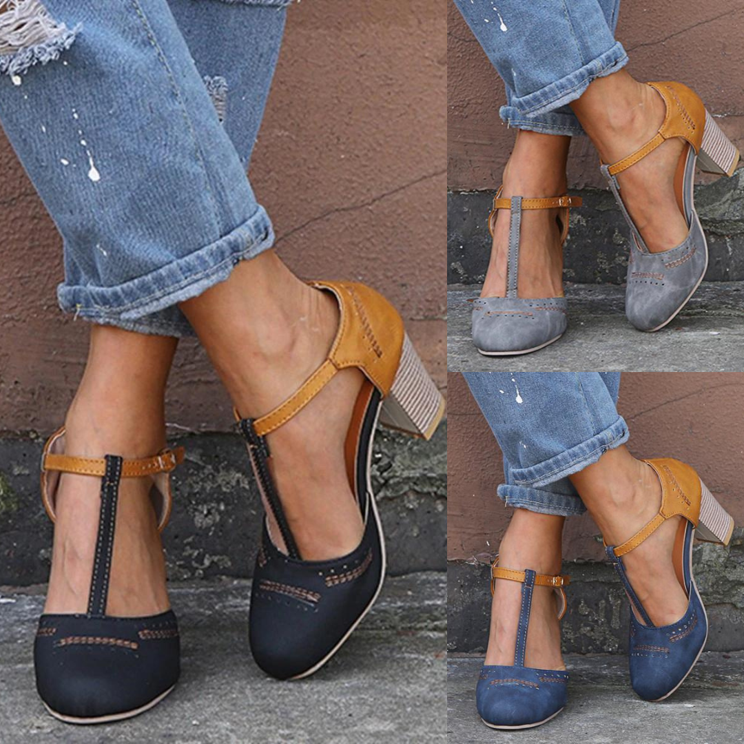 Elegante Damenschuhe mit Retro-Absatz