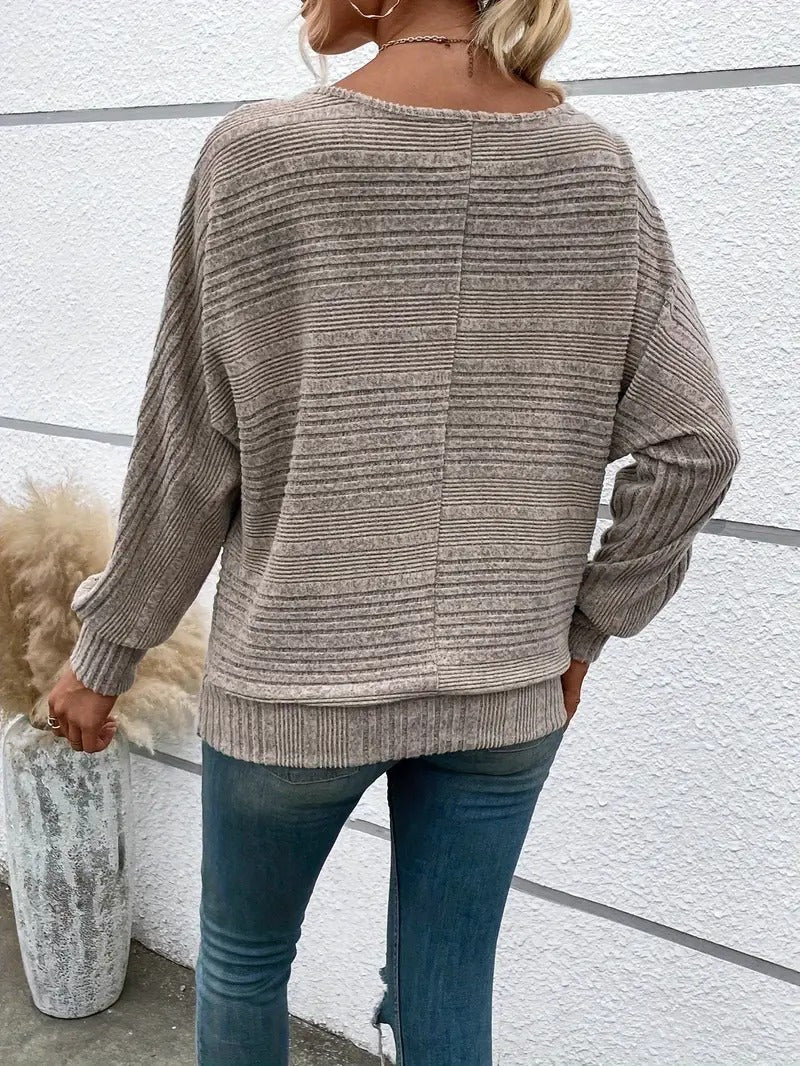 Casuall Bluse mit weiten Ärmeln und Rundhalsausschnitt