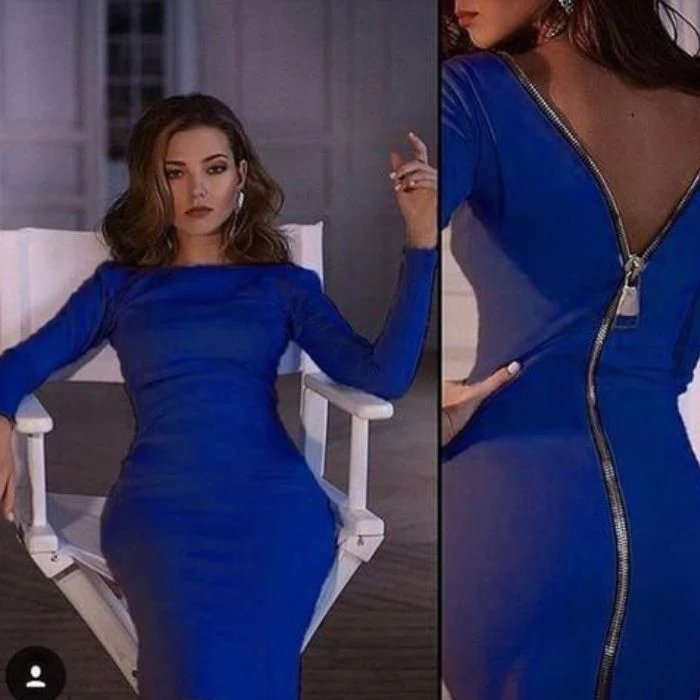 Bernadeth Bodycon-Kleid mit durchgehendem Rückenreißverschluss