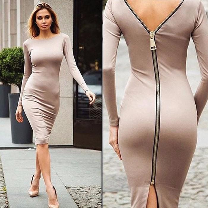 Bernadeth Bodycon-Kleid mit durchgehendem Rückenreißverschluss