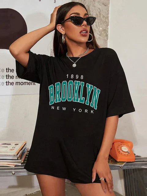 Brooklyn Retro-Inspired Loose-Fit T-Shirt