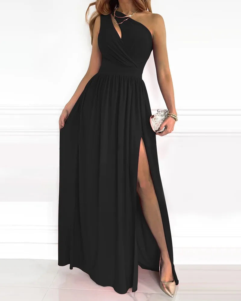 Asymmetrisches, elegantes langes Kleid